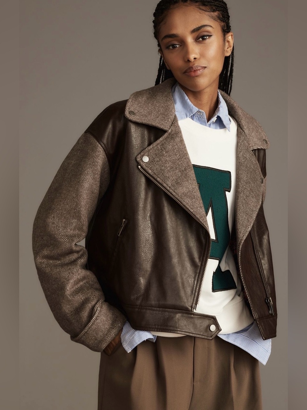 Anthropologie Twill Cocoon Moto Jacket